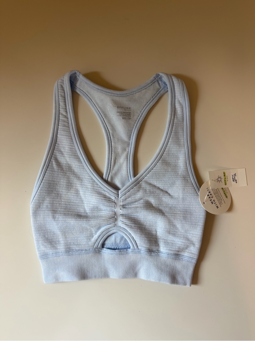 Offline by Aerie Light Blue Ribbed Racerback Bralette XXS NWT